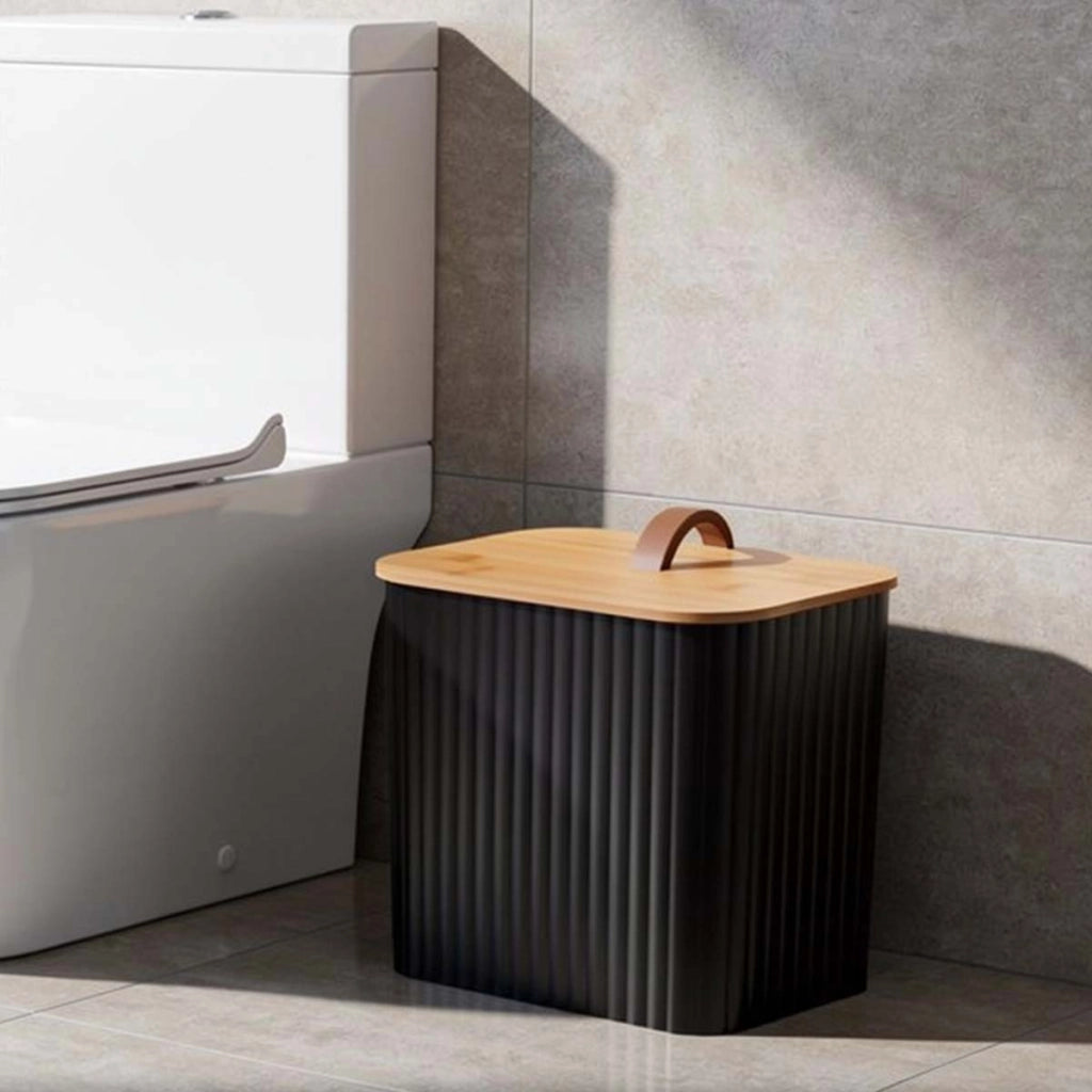 Set di accessori da bagno a 6 pezzi Cestino Dispenser di sapone Nero Avizar