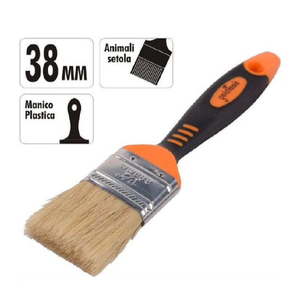 Trade Shop - Pennello Piatto 1.5" 38mm Setole Morbide Pittura Vernice Manico Antiscivolo 90276 -