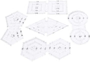 Set di Naaigereedschappen Patchwork a 5 Pezzi - Strumenti Multifunzionali per la Sartoria - Doppia Forma a Triangolo/Diamante/Essagono/Cerchio - Acrilico - 20,5/22 cm Lunghezza - Linea da Quilting