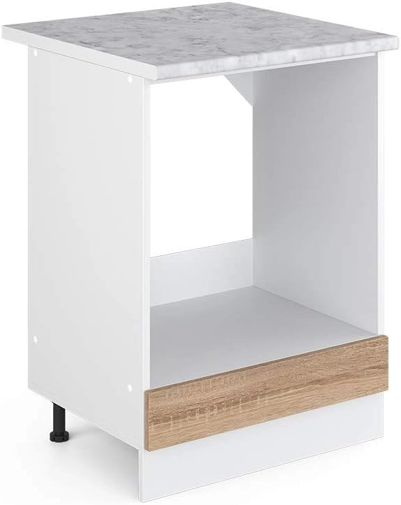 Mobile per forno da incasso R-Line, Sonoma, 60 cm, PL Marmo, per la libera combinazione all'interno di sistemi cucina modulari
