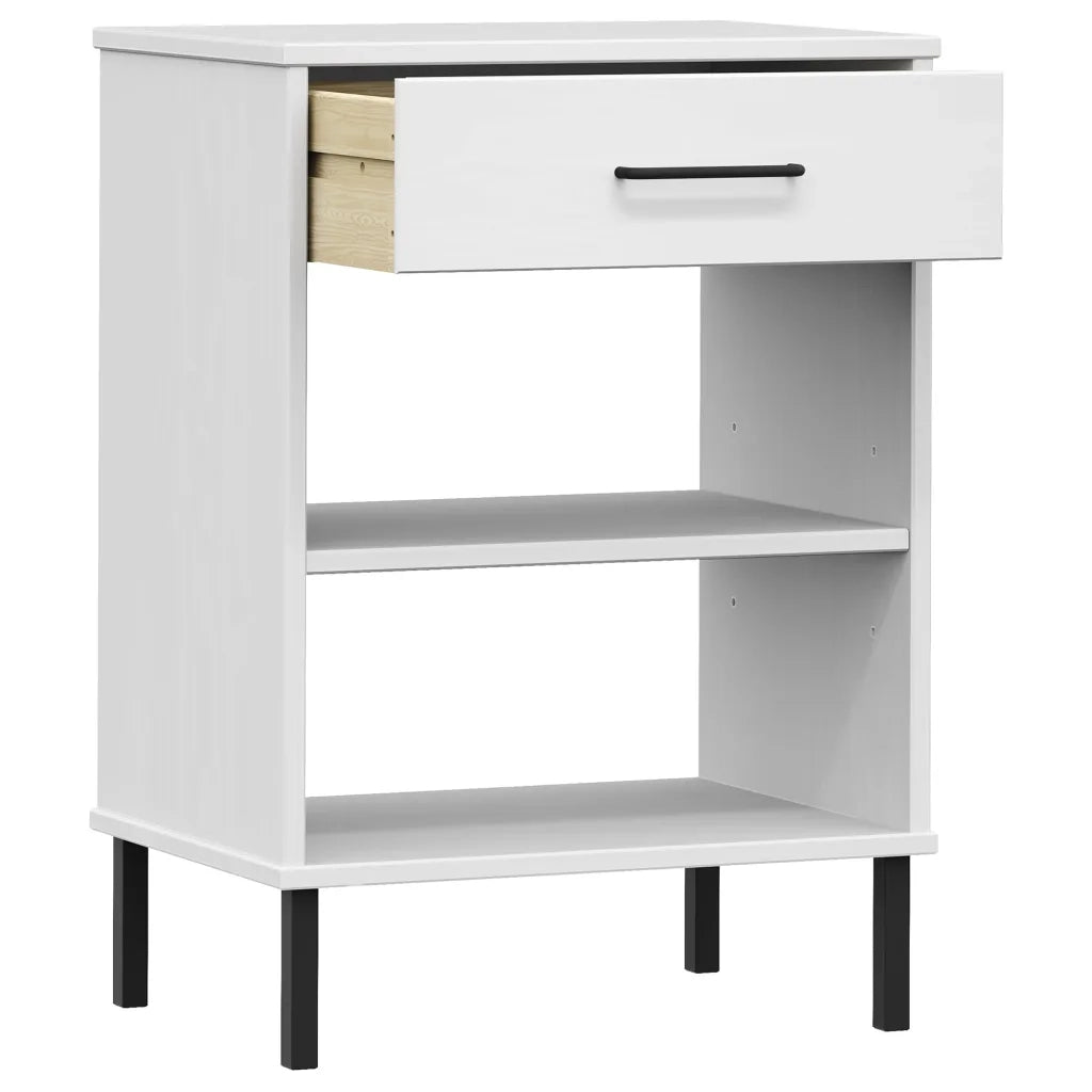 Mobile Consolle | Tavolo d'Ingresso Gambe Metallo Bianco Legno Massello Pino OSLO