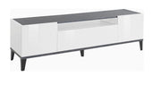 Mobile TV 2 Ante 1 Cassetto 160x40x47 cm Sunrise Bianco Lucido e Ardesia