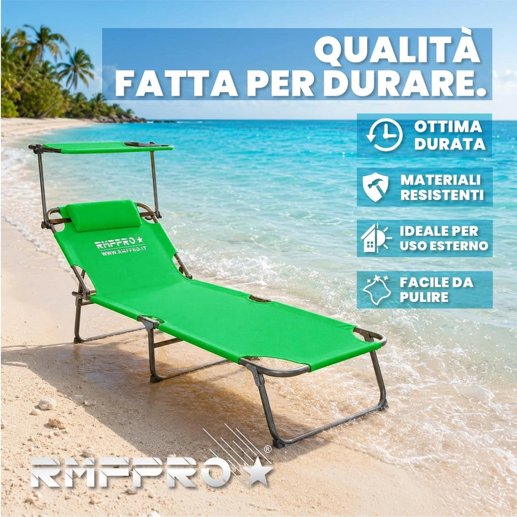 RMF PRO LETTINO PIEGHEVOLE CON PARASOLE VERDE