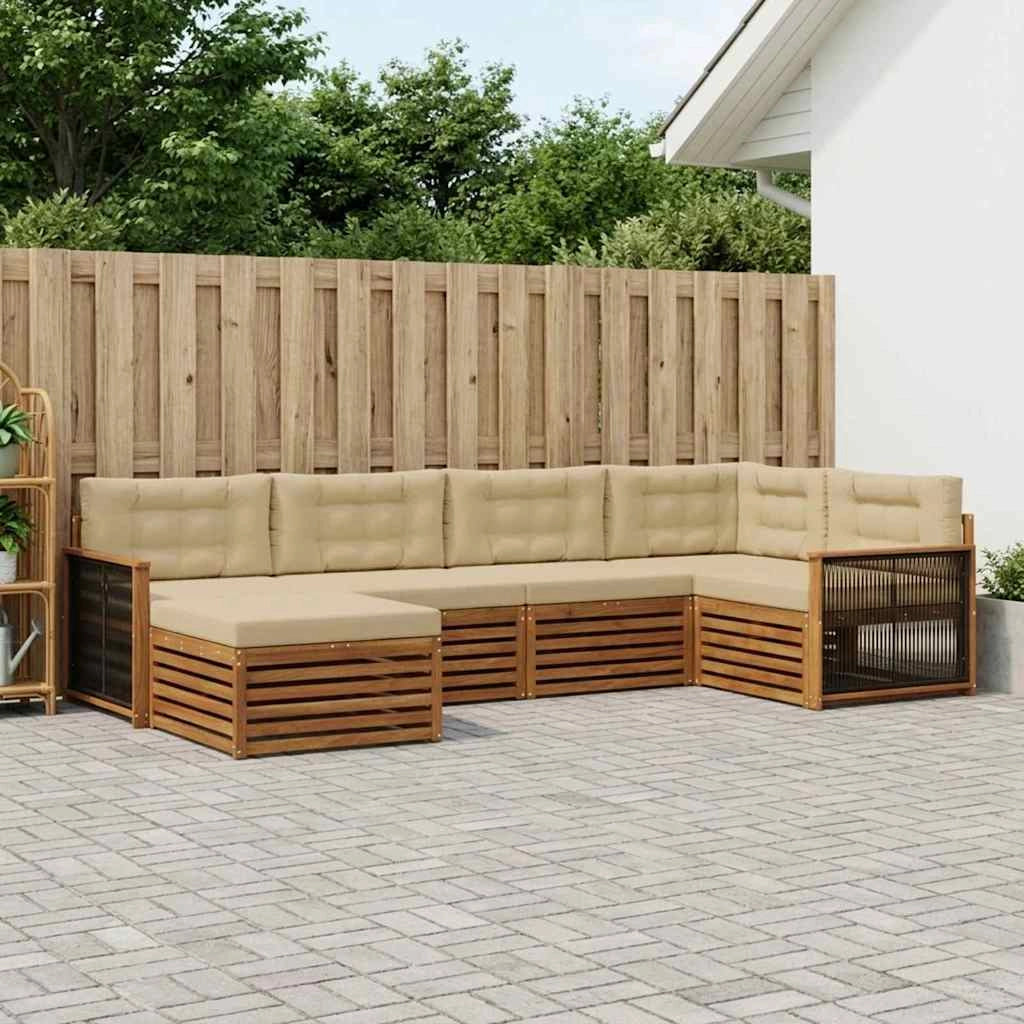 Set di divani da esterno 6 pz Naturale e Beige 3383566