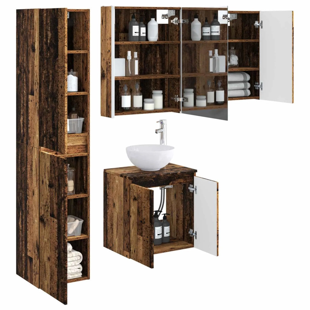 Set di Armadi da Bagno 5 pcs Legno antico 53 x 15,5 x 70 cm 3407309