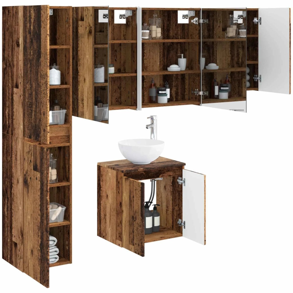 Set di Armadi da Bagno 5 pcs Legno antico 53 x 15,5 x 70 cm 3407309