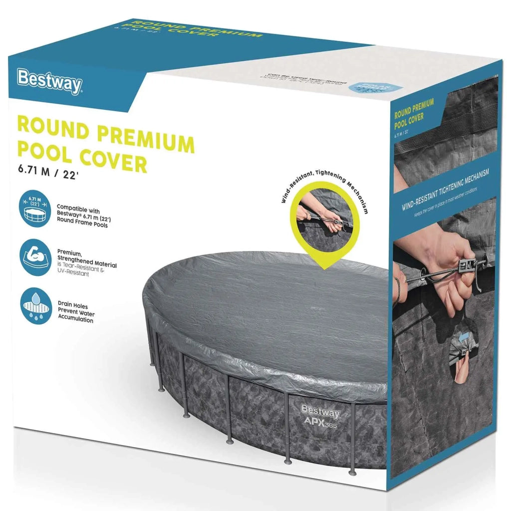 Bestway Copertura per piscina Ø6,10 m Rotondo Poliestere Grigio 42035732