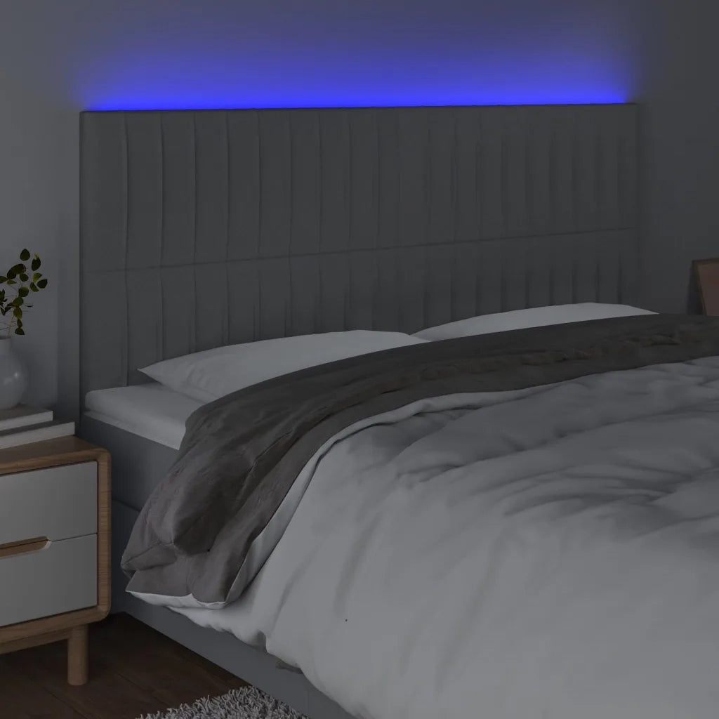 Testiera a LED-Testata con LED Grigio Chiaro 160x5x118/128 cm in Tessuto 391532
