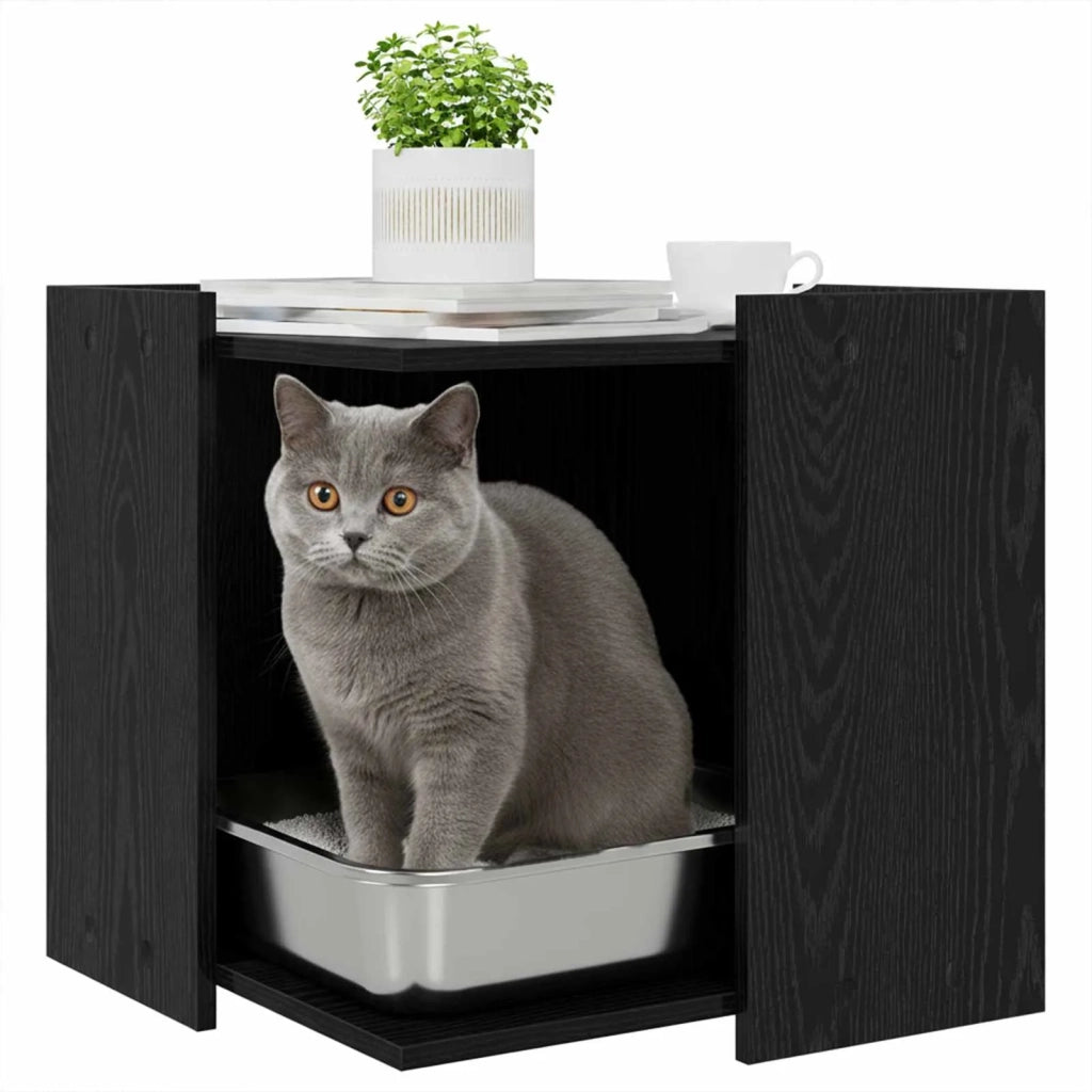Rifugio per lettiera per gatti Rovere nero 53 x 53 x 51 cm 884069