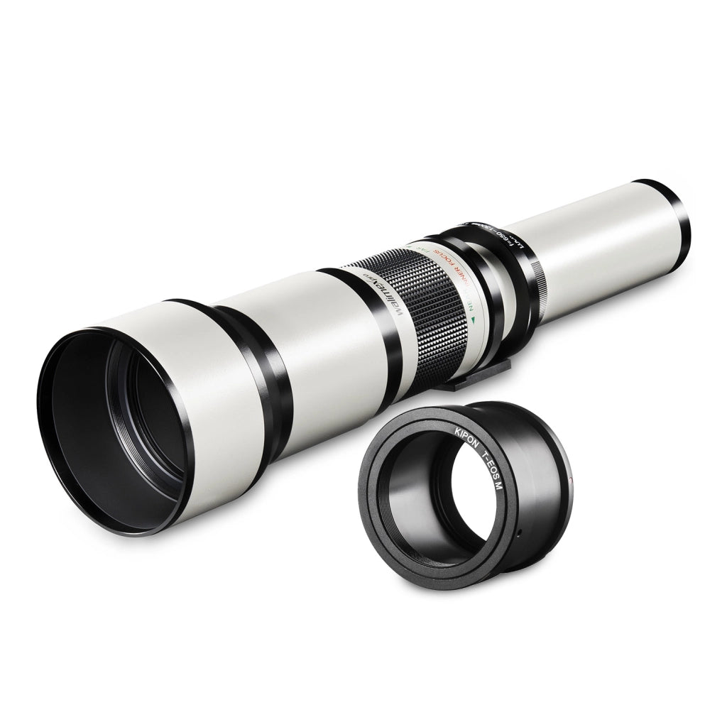 Teleobiettivo 650-1300mm 1:8-16 CSC compatibile con Pentax K – Zoom tele, focus manuale, per full-frame e APS-C – con coperchio e borsa di trasporto