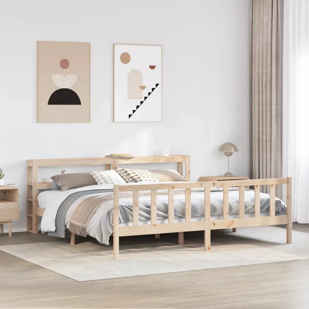 Letto senza Materasso 200x200 cm in Legno Massello di Pino