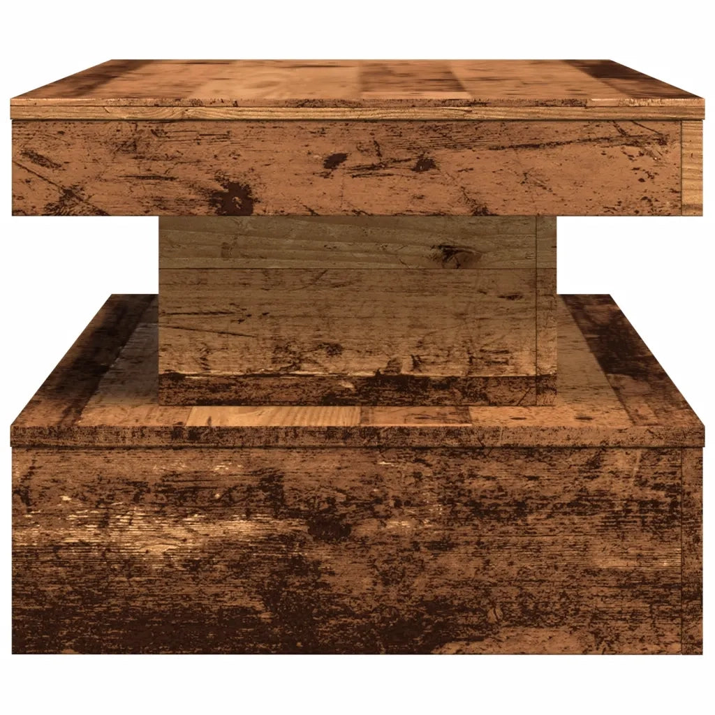 vidaXL Tavolino da Salotto con Luci LED Legno Antico 90x50x40 cm