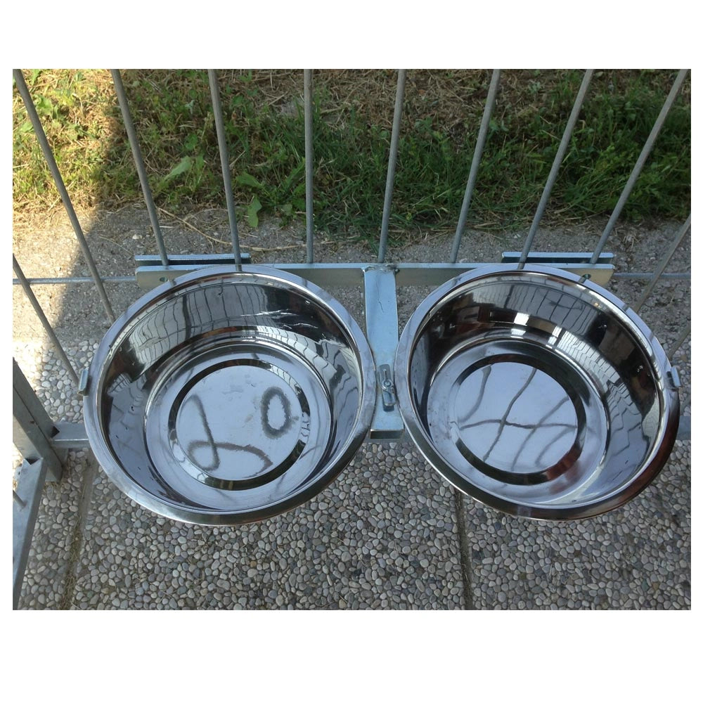 2 porta ciotole doppie universali per box regolabile acciaio diametro 24 cm
