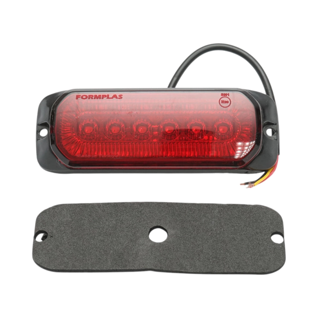 Luce stroboscopica laterale LED 12-24V rossa 9 funzioni 132x46x19mm FR1287