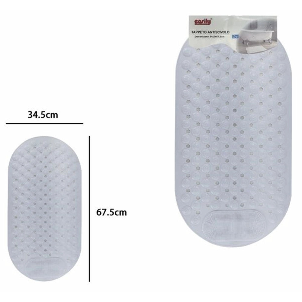Trade Shop - Tappeto Tappetino Antiscivolo Per Vasca Da Bagno Doccia 34.5 X 67.5 Cm Bianco 10789 -