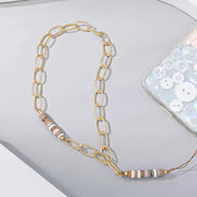 Cinturino per telefono in oro - Porta telefono - Porta chiavi - Cinturino per telefono mobile - Catena corta - Antiverrismo 36 cm - Lanyard mobile