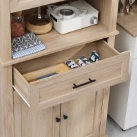 Credenza Buffet da Cucina con Armadi, Ripiani Regolabili, Cassetto e Ripiano Aperto, Stile Moderno per Sala da Pranzo, Soggiorno, 74 x 39,5 x 183 cm, Quercia Chiara