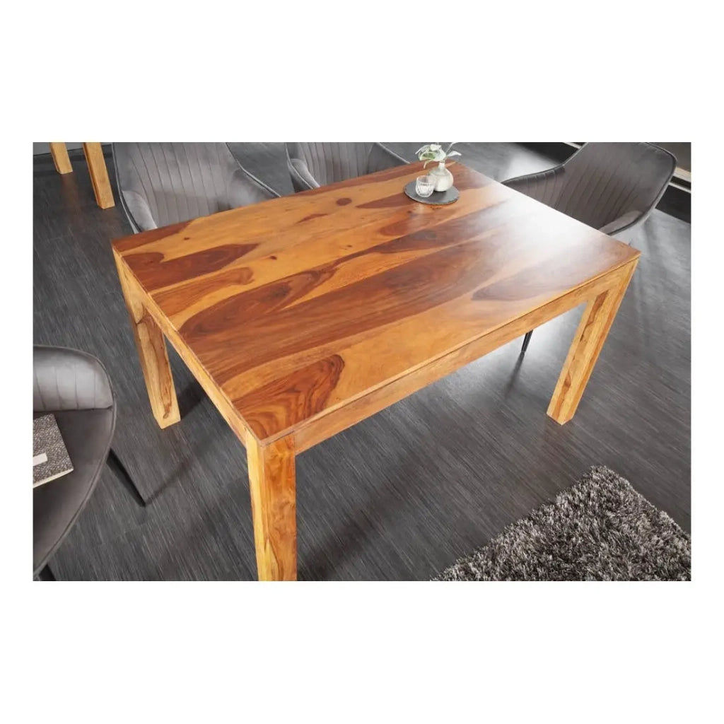 Table TAVINA – Legno massiccio di sheesham – 135 cm – Piano spesso 97 mm – Stile rustico