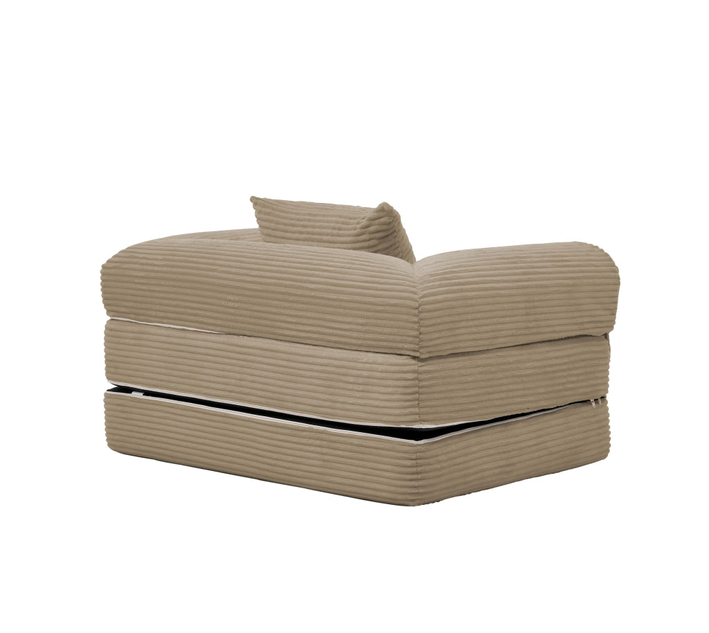 DIVANO LETTO 2 in 1 33x33x95 cm Marrone in velluto a coste con cuscino
