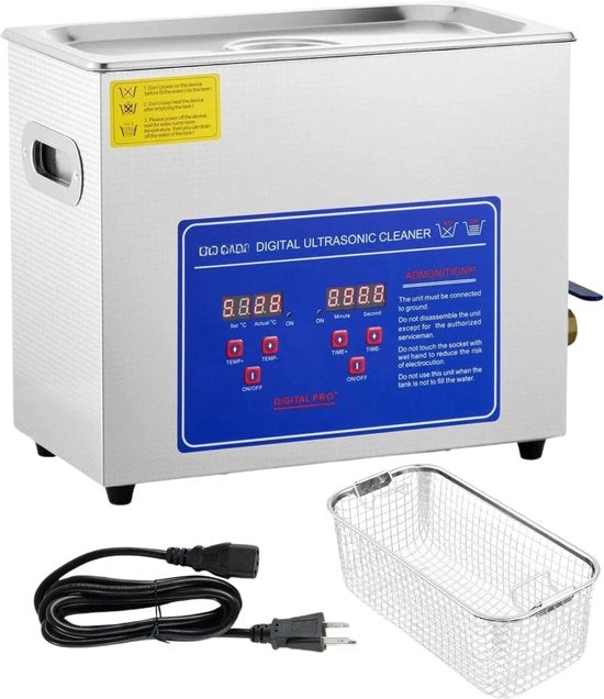 Pulitore Ultrasonico Portatile - Apparecchio di Pulizia Acustica - Pulitore di Gioielli - 6 Litri - Compatto ed Efficiente