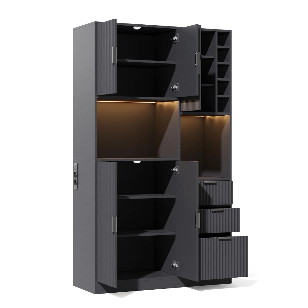 Mobile Cucina Alto con LED, Cassetti e Portabottiglie ¨C MINIMAL ¨C 180x105x40