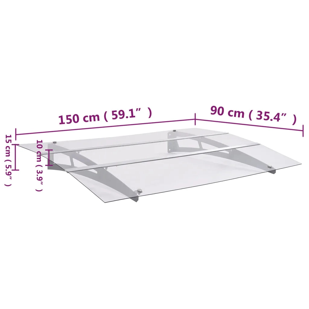 Baldacchino per Porta Argento e Trasparente 150x90 cm PET CFW7398844