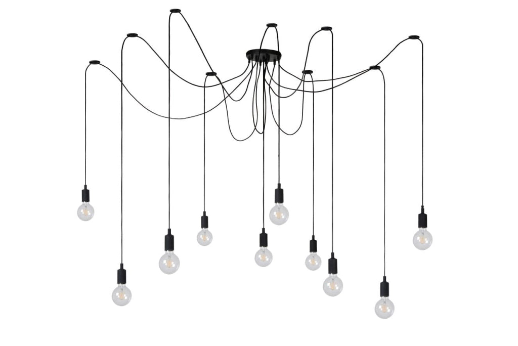 Lampadario Lucide FIX 10xE27 nero Ø150cm H100cm dimmerabile