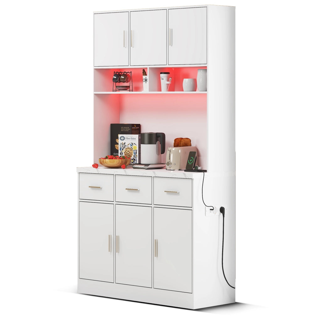 Mobile cucina ULEVR 100x40x180 cm con 6 ante, 3 cassetti, LED multicolore con app e prese USB