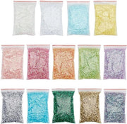 Sette sacchetti di 140g di perle di bingsu croccanti - perle di plastica con effetto glitter 3D - setole iridescenti blu e rosa morbide - tubi in rieto - assortimento di microperle croccanti
