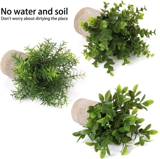 Piante artificiali in vaso, piante artificiali, piccole come vere, 3 pezzi, piante per ufficio, piante artificiali, mini per decorazione da tavolo casa, balcone, ufficio, decorazione