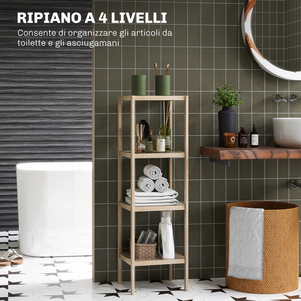 Mobile Bagno in Legno di Bamb¨´ con Antiribaltamento ¨C zephmum ¨C Legno 33x31x110 cm