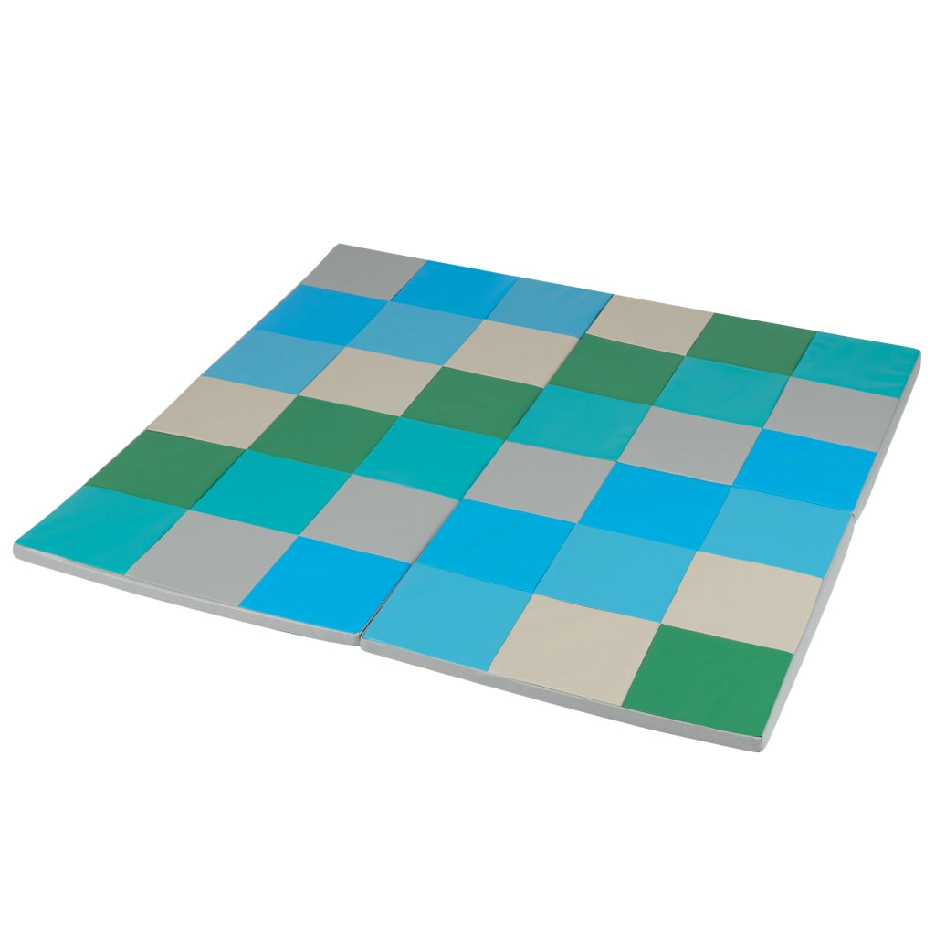 Tappetino attivit¨¤ patchwork per bambini pieghevole impermeabile, Tappetini da gioco set 2 pz 144x144cm Blu