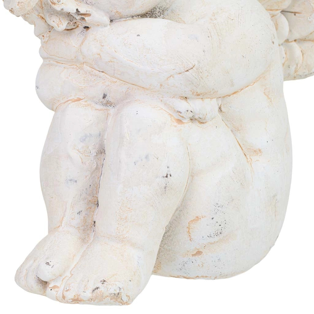 Figura decorativa a forma di angelo in magnesio bianco, 14x14x17h cm