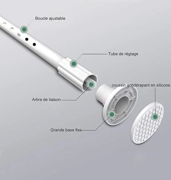 Maniglia per tenda, asta per tenda, doppia asta per doccia, lunghezza extra, 278-327cm