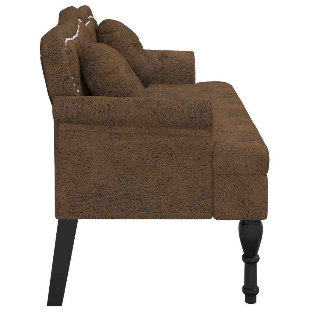 Panca con Cuscini Marrone 120,5x65x75 cm Similpelle Scamosciata 372149
