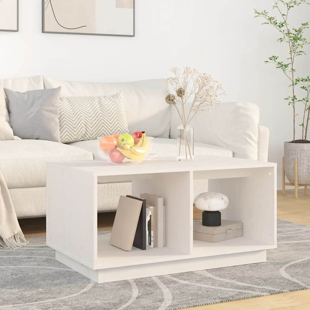 Tavolino da salotto | Tavolino da caff¨¨ | Tavolino da Soggiorno Bianco 80x50x40 cm Legno Massello di Pino