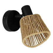 Spot Rustico Country Keelby Acciaio Nero Legno Effetto Legno 1 Luce E14 Ip20