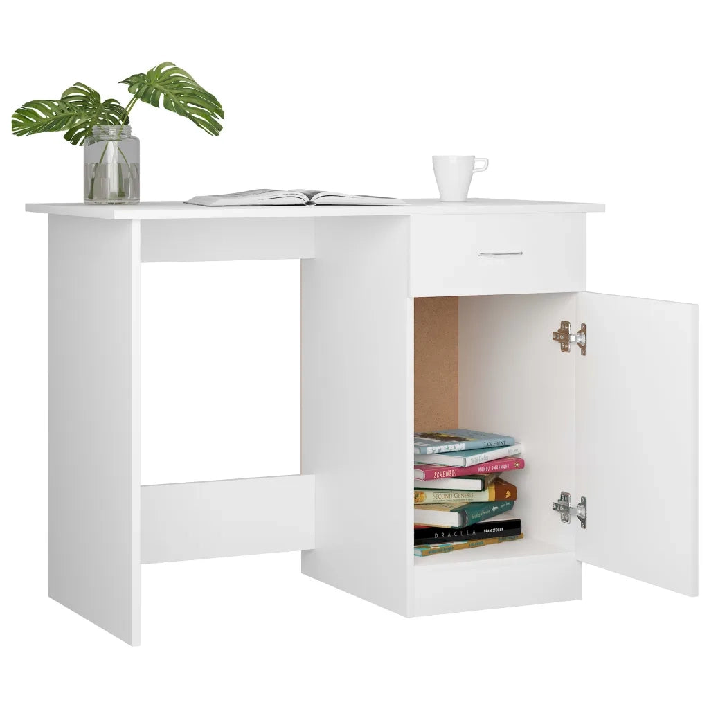 Scrivania | Tavolo da Ufficio Bianca 100x50x76 cm in Legno Multistrato