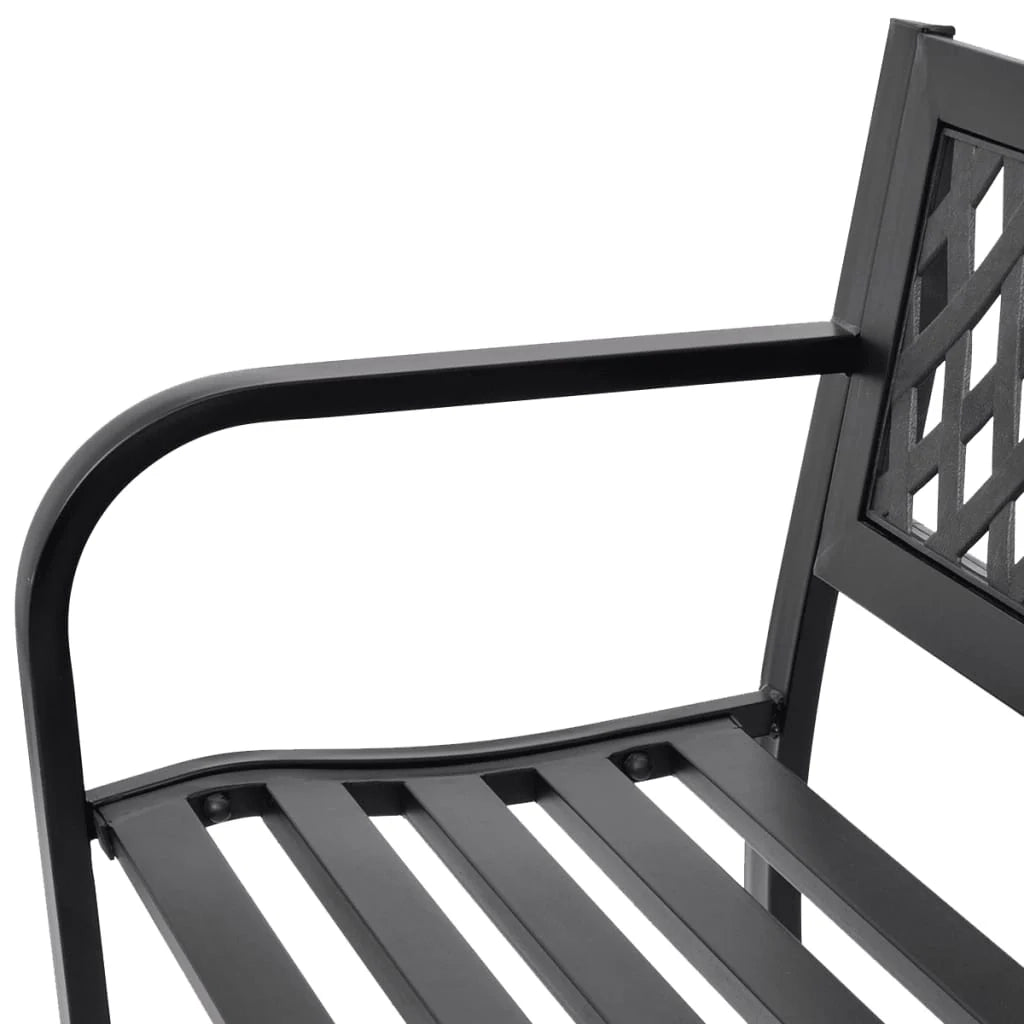 Panca da giardino mobili da esterno per patio terrazza 118 x 50 x 75 cm acciaio nero 02_0011188