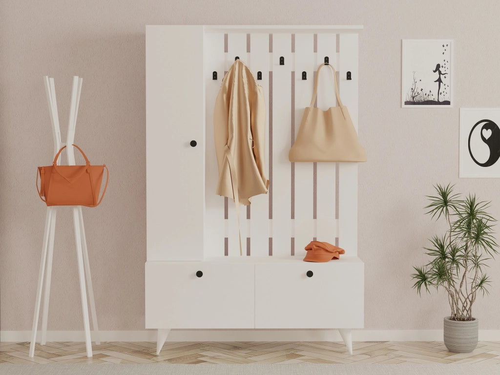 Mobile da corridoio in legno "Lala" - 35 x 112 x 170 cm - Bianco