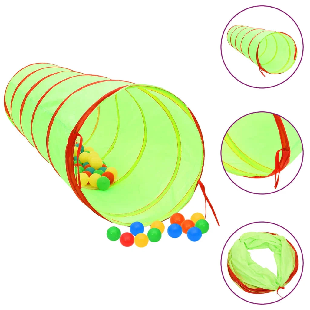 Tunnel gioco per bambini con 250 palline 175 cm poliestere verde 02_0005195