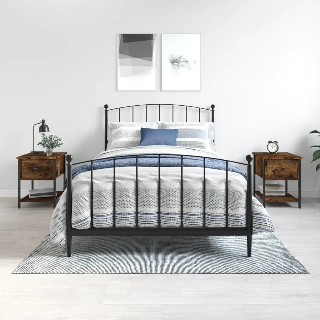 Comodini 2 pz-Set di 2 Tavolino da notte Rovere Fumo 34x35,5x45 cm in Legno Multistrato