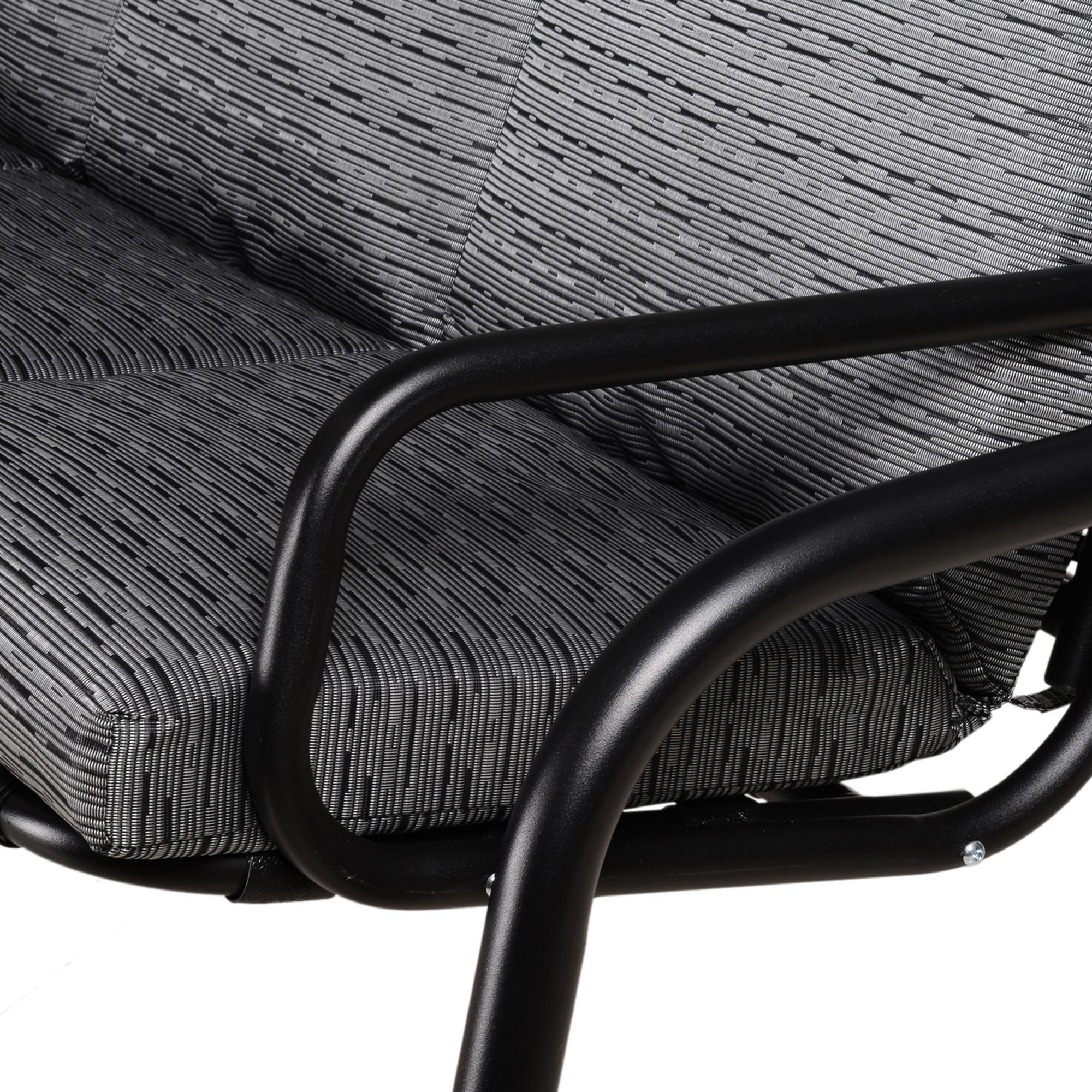 Dondolo 3 Posti 200x120x170 cm in Acciaio e Tessuto Nero