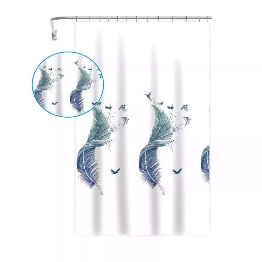 Trade Shop - Tenda Per Doccia Vasca Da Bagno Peva 12 Ganci Decorata Con Piume 180x200cm 87571 -