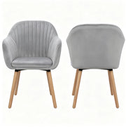 Sedia da sala da pranzo con braccioli 42x50x81 cm velluto grigio chiaro set da 2
