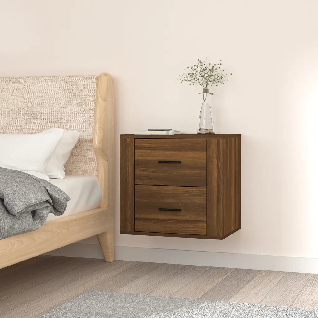 Comodino | Armadio da Notte | Mobiletto da notte a Muro Rovere Marrone 50x36x47 cm