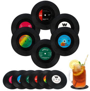 Onderzetters in vetro per 12 pezzi per piatti in vinile Onderzetters retro per bicchieri Onderzetters per bicchieri rotondi Onderzetters per caffè isolanti Onderzetters decorativi in vetro per bar, ufficio, casa (nero)