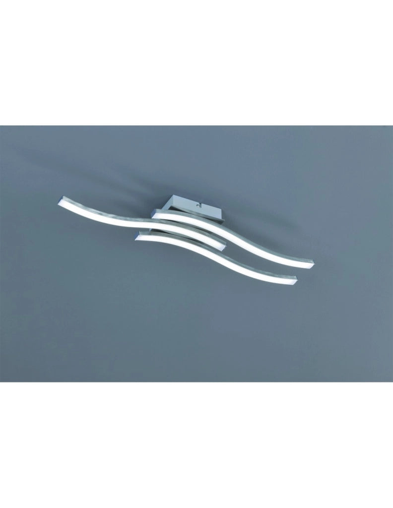Plafoniera Moderna 3 Bacchette Led 3000k Route Nichel Trio Lighting