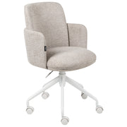 Sedia da ufficio imbottita in tessuto beige girevole regolazione altezza sedile elegante