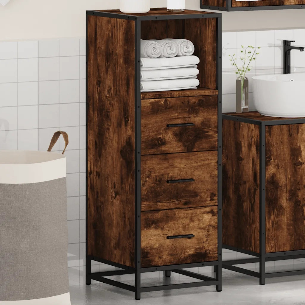 Armadietto Bagno Rovere Fumo 35x37,5x100cm in Legno Multistrato 849251